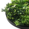 Flowering White Artificial Green Wall Disc UV Resistant – 100 cm, Black Frame
