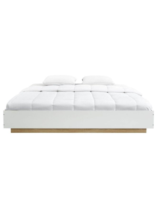 Aiden Industrial Contemporary White Oak Bed Base – QUEEN