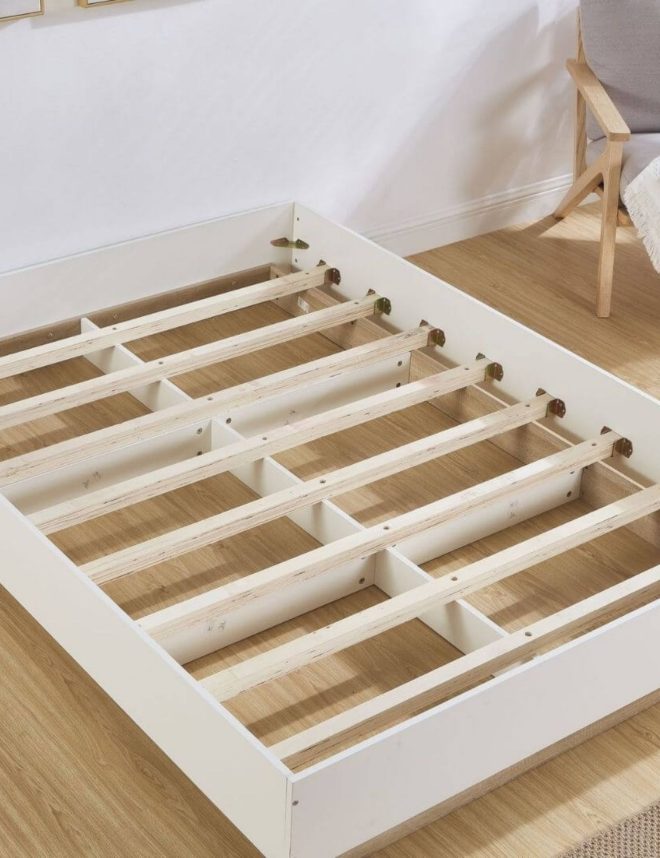 Aiden Industrial Contemporary White Oak Bed Base – KING