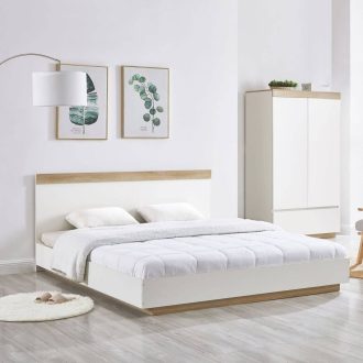 Amelia Industrial Contemporary White Oak Bed Frame