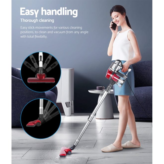 Devanti Corded Handheld Bagless Vacuum Cleaner – Red and Silver