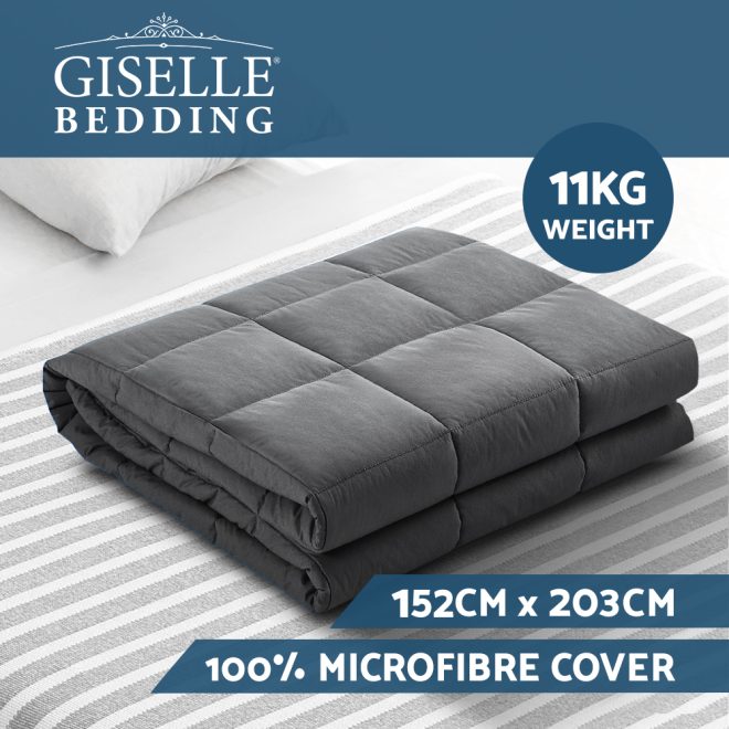 Giselle Weighted Blanket Heavy Gravity Blankets Adult Deep Sleep Ralax Washable – Grey, 11 KG