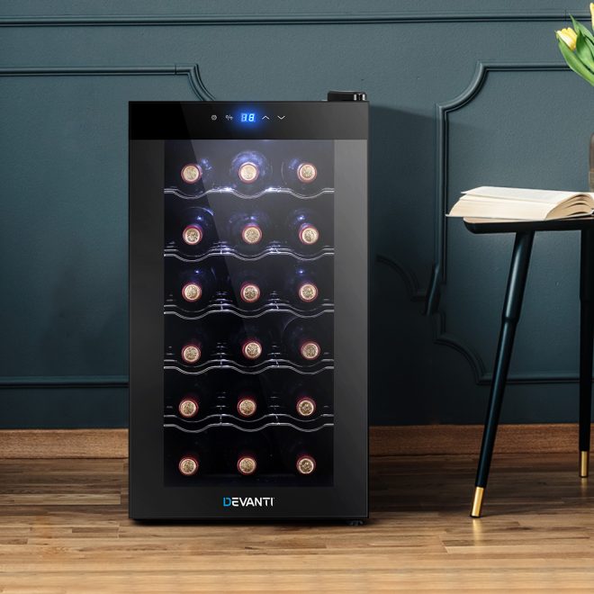 Devanti Wine Cooler Compressor Chiller Beverage Fridge – 18 bottles Storage