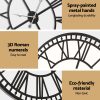Artiss Large Wall Clock Roman Numerals Round Metal Luxury Home Decor Black – 80 cm