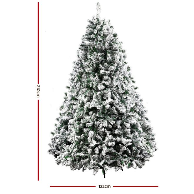 Jingle Jollys Christmas Tree Xmas Trees Decorations Snowy Tips – 7ft – 1106 Tips