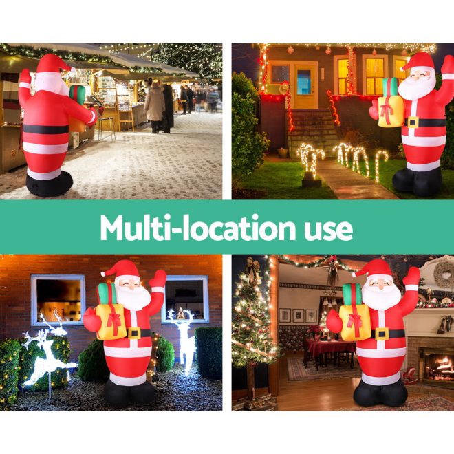 Jingle Jollys Christmas Inflatable Santa Decorations Outdoor Air-Power Light – 2.4M