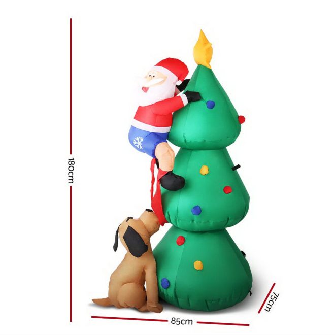 1.8M Christmas Inflatable Santa on Tree Lights Xmas Decor Airblown