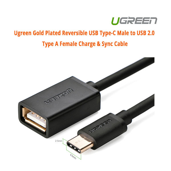 USB Type-C Male to USB 2.0 Type A Female Charge & Sync Cable (30175)