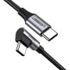 UGREEN USB-C to Angled USB2.0-C Round Cable M/M Aluminum Shell Nickel Plating (Gray Black) – 2m