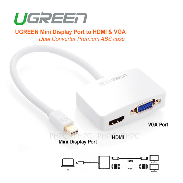 Mini Display Port to HDMI & VGA Dual Converter Premium ABS case (10427 )