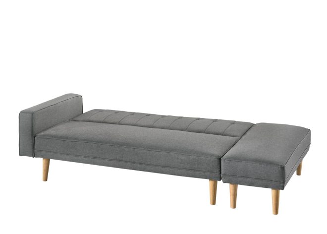 3 Seater Fabric Sofa Bed with Ottoman – Light Grey