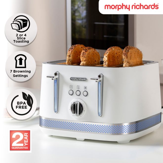 Morphy Richards Illumination 4 Slice 1800W Toaster – White