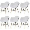 Dining Chairs 6 pcs White Plastic and Beechword