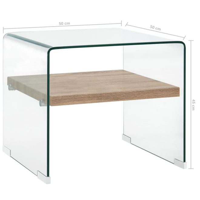 Coffee Table Clear 50x50x45 cm Tempered Glass