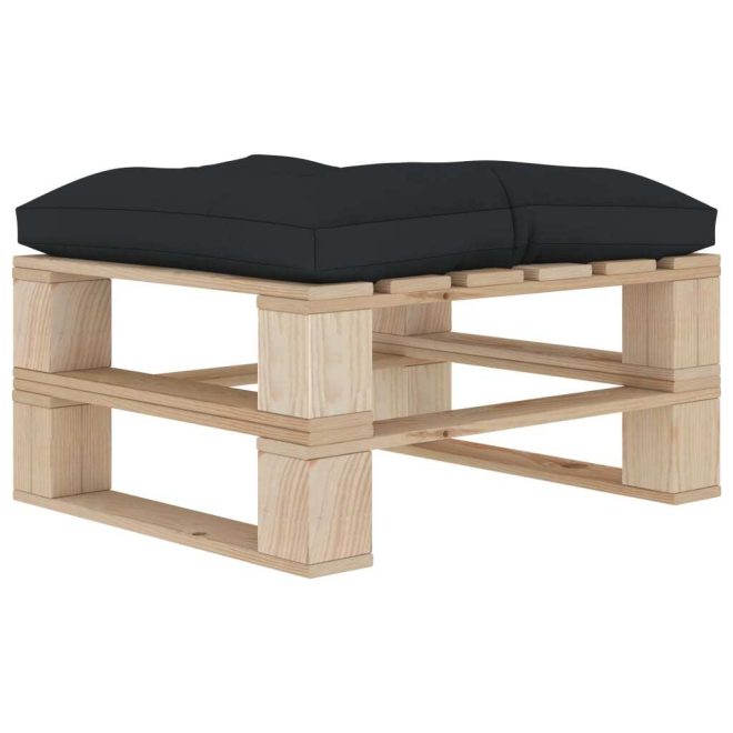 Garden Pallet Ottoman with Anthracite Cushion Wood