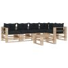 6 Piece Garden Lounge Set Pallets with Anthracite Cushions Wood (2×49329+3×49328+49330+2×47465+3×47466)