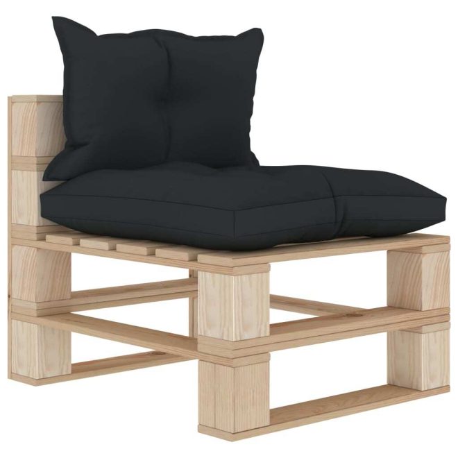 7 Piece Garden Lounge Set Pallets with Anthracite Cushions Wood (4×49329+2×49328+49330+4×47465+2×47466)