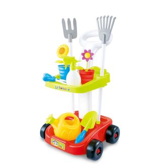 Children’s Gardening Trolley Set with Fake Garden Tools for Toddlers