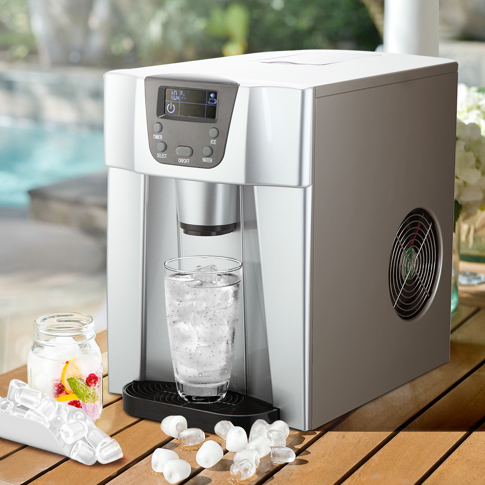 2L Portable Ice Cuber Maker & Water Dispenser – Silver