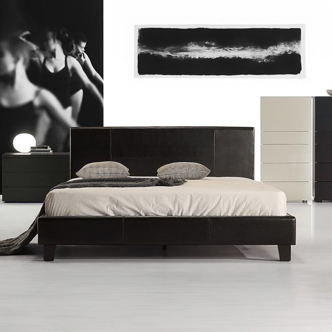 Renmark PU Leather Bed Frame – DOUBLE, Black