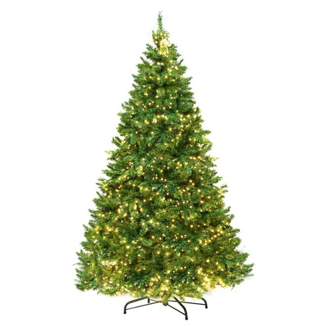Jingle Jollys Christmas Tree With LED Lights Warm White Green – 7ft