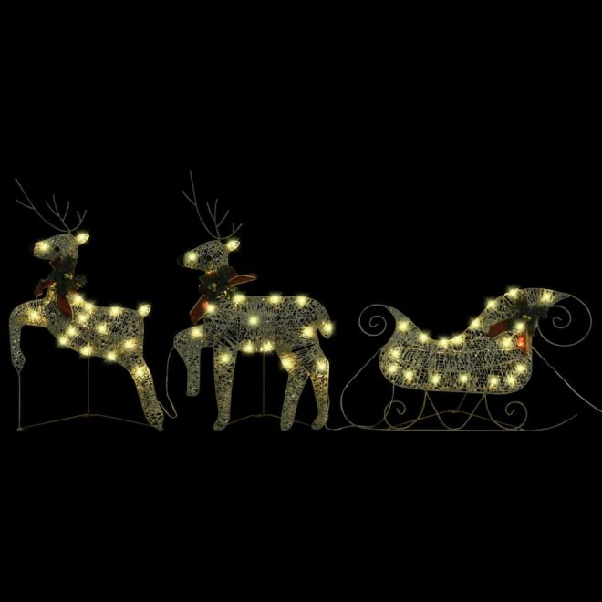 Reindeer & Sleigh Christmas Decoration 100 LEDs Outdoor – Gold
