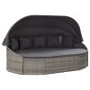 Outdoor Lounge Bed with Canopy Poly Rattan – Grey