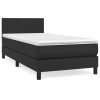 Box Spring Bed With Mattress Black 100×200 cm Faux Leather – Plain Design