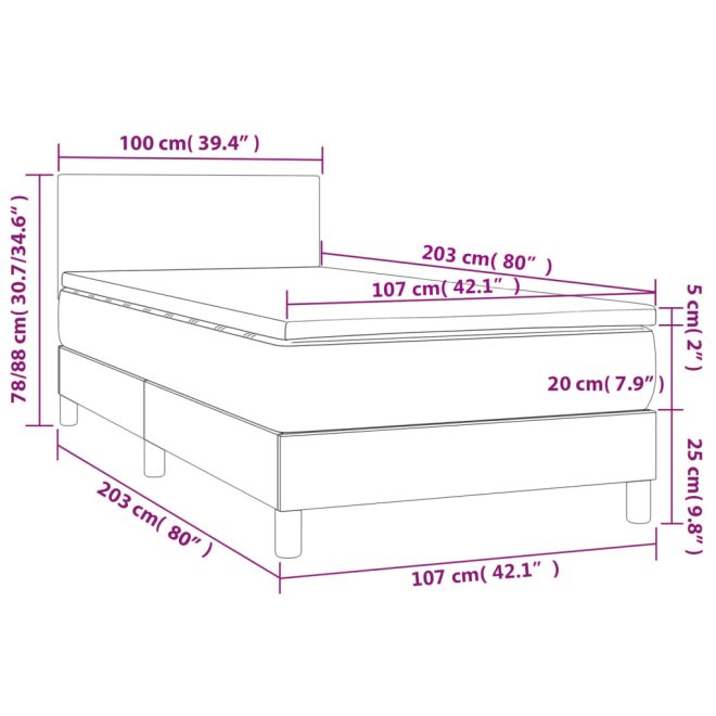 Box Spring Bed With Mattress Black 100×200 cm Faux Leather – Plain Design