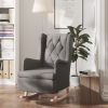 Armchair with Solid Rubber Wood Rocking Legs Fabric – Light Grey, Without Footrest
