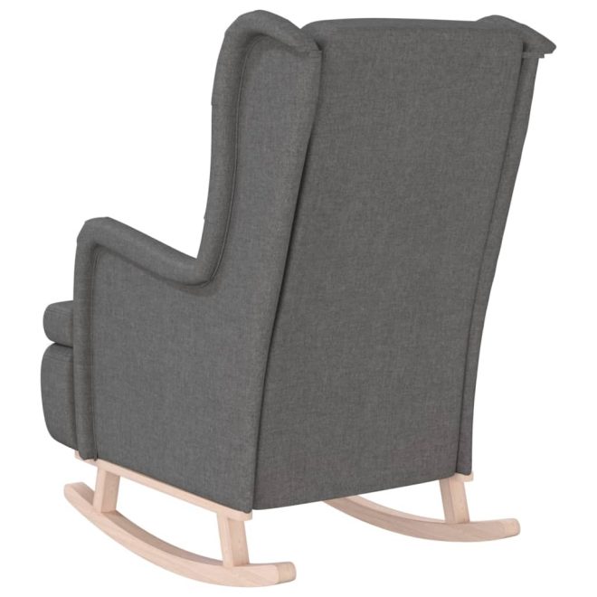 Armchair with Solid Rubber Wood Rocking Legs Fabric – Light Grey, Without Footrest