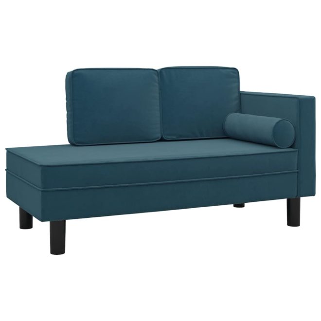 Chaise Lounge with Cushions and Bolster Velvet – Blue