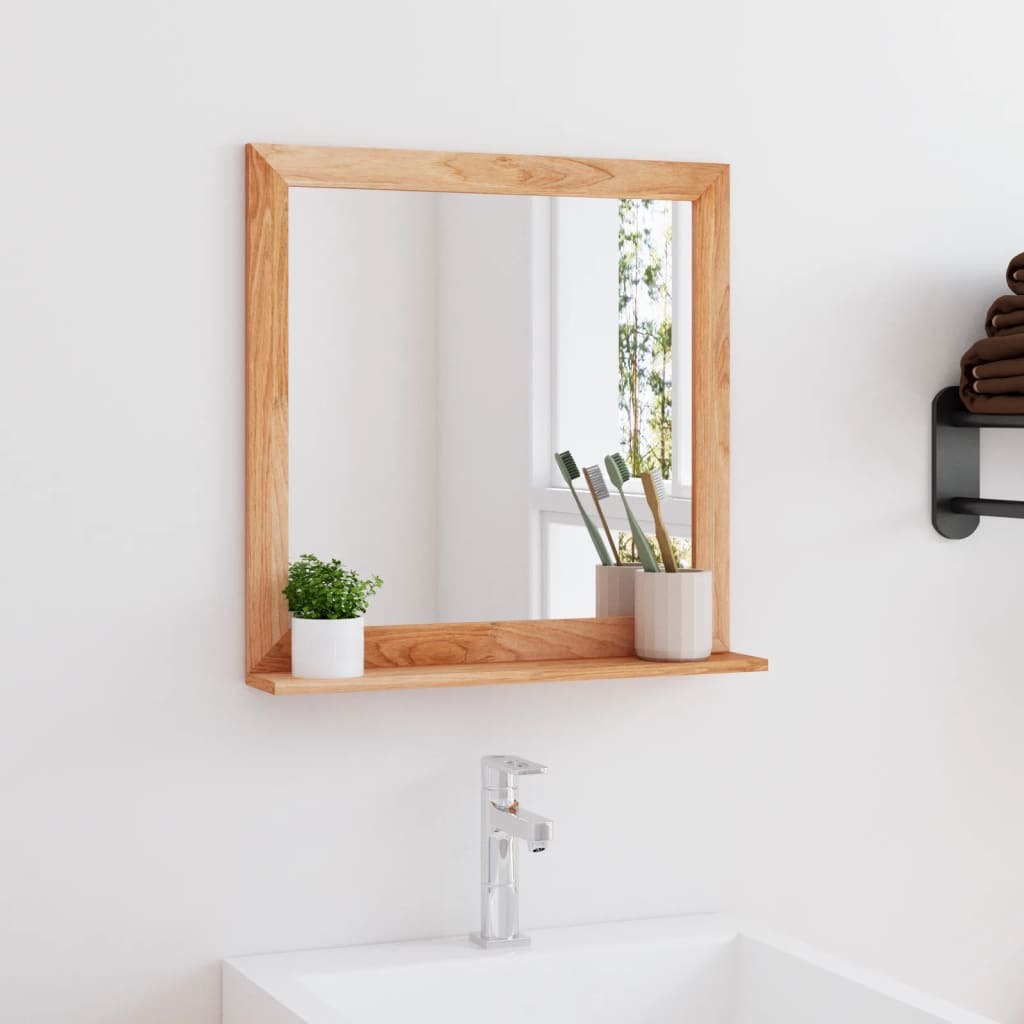 Wall Mirror 55×55 cm Solid Wood Walnut
