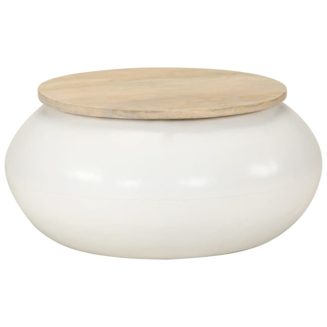 Coffee Table 68x68x30 cm – White, Solid Mango Wood