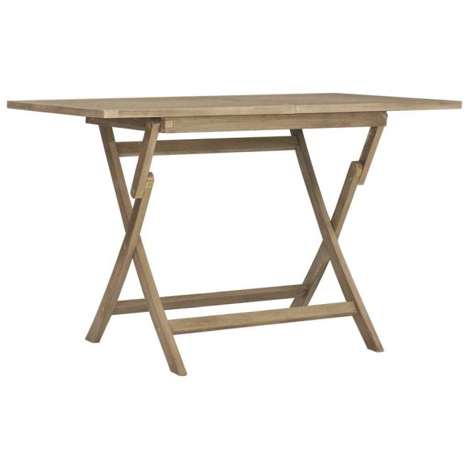 Folding Garden Table 120x70x75 cm Solid Wood Teak – Grey