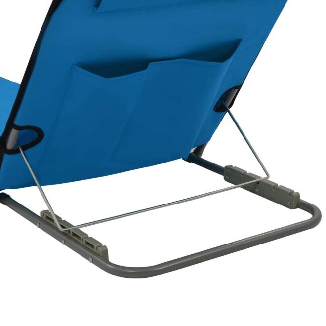 Folding Beach Mats 2 pcs Steel and Fabric – Blue