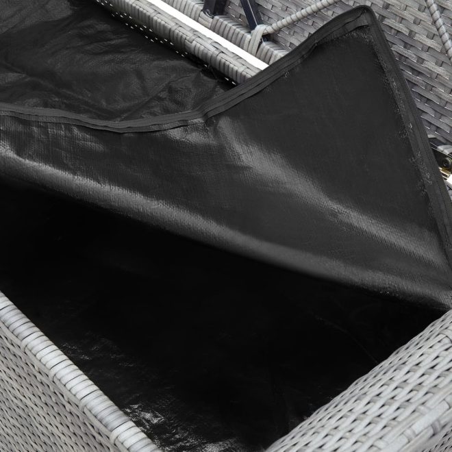 Storage Bench with Cushion 138 cm Poly Rattan – Grey