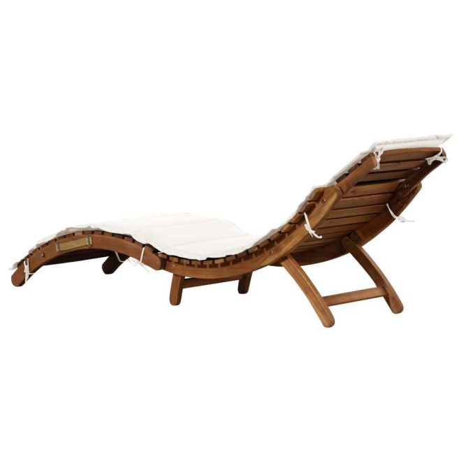 Sun Loungers with Cushions Solid Wood Acacia – Cream, 1