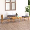 Garden Lounge Set with Cushions Solid Wood Acacia – Bench + 2X Armchair + Table