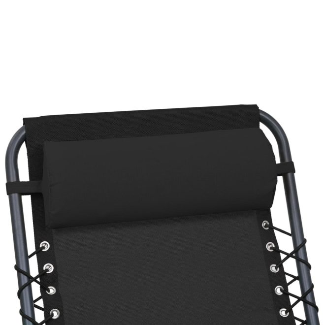 Deck Chair Headrest 40×7.5×15 cm Textilene – Black