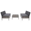 5 Piece Garden Sofa Set with Cushions Poly Rattan – Grey