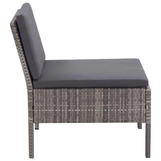 5 Piece Garden Sofa Set with Cushions Poly Rattan – Grey