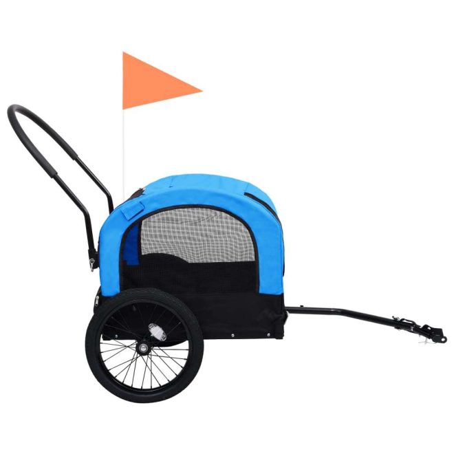 2-in-1 Pet Bike Trailer and Jogging Stroller – Blue and Black