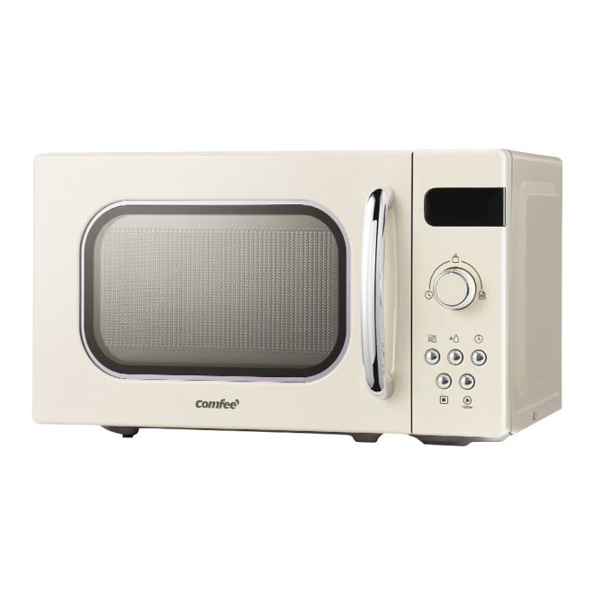 20L Microwave Oven 800W Countertop Benchtop Kitchen 8 Cooking Settings. – Cream