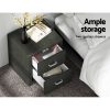 Hythe PVC Leather Bedside Table – Charcoal