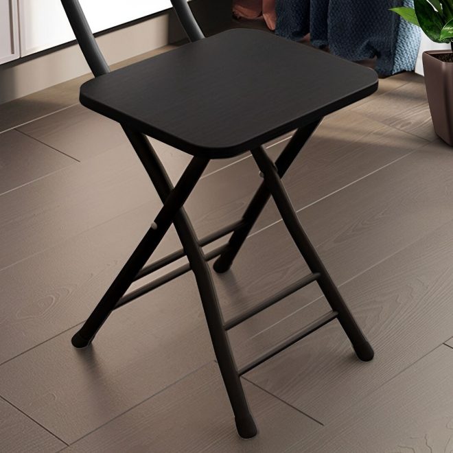 Foldable Chair Space Saving Lightweight Portable Stylish Seat Home Decor Set of 2 – Black