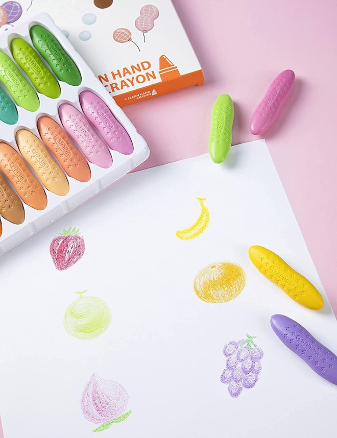Peanut Kids Washable Crayons, Non-Toxic Pastel Colors – 24