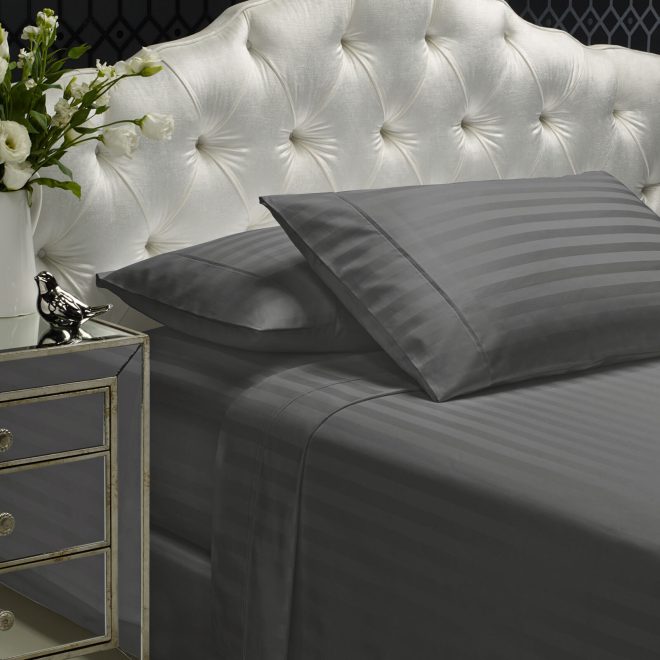 Royal Comfort 1200TC Sheet Set Damask Cotton Blend Ultra Soft Sateen Bedding – KING, Charcoal Grey