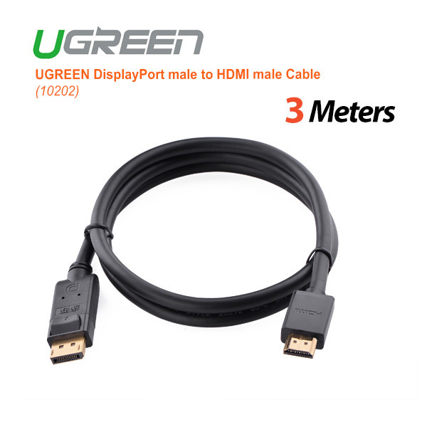 UGREEN DisplayPort male to HDMI male Cable – 3 M