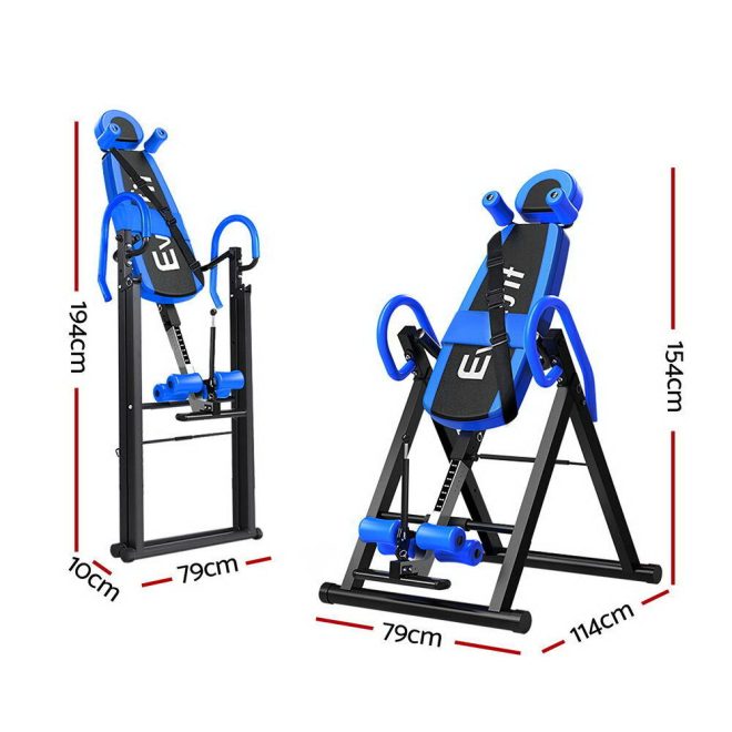 Gravity Inversion Table Foldable Stretcher Inverter Home Gym Fitness – Blue